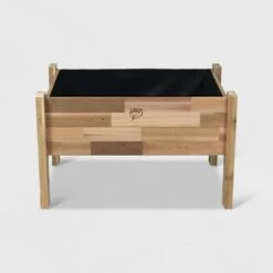 Promo ⭐ 22" Elevated Rectangular Garden Bed Planter With Fitted Liner Cedar - GRO Products 😉