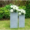 Coupon ❤️ Rosemead Home & Garden, Inc. Set of 2 Tall Square Lightweight Concrete Planters Slate Gray - Rosemead Home & Garden, Inc. 🔥