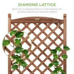 Top 10 🔥 Best Choice Products Set of 2 48in Wood Planter Box & Diamond Lattice Trellis, w/ Drainage, Optional Wheels - Walnut 😍