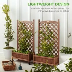 Top 10 🔥 Best Choice Products Set of 2 48in Wood Planter Box & Diamond Lattice Trellis, w/ Drainage, Optional Wheels - Walnut 😍 -Planters Sales Store unnamed file 2163