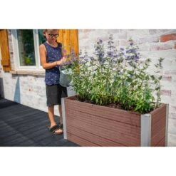 Promo 👏 Vita Urbana Small Parklette Rectangular Planter - New England Arbors Slate 👍 -Planters Sales Store unnamed file 2224