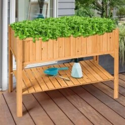 Brand new ⭐ Costway Raised Garden Bed Elevated Planter Box Shelf Standing Garden Herb Garden Wood 😍 -Planters Sales Store unnamed file 2246