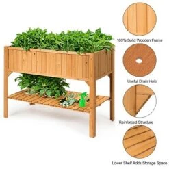 Brand new ⭐ Costway Raised Garden Bed Elevated Planter Box Shelf Standing Garden Herb Garden Wood 😍 -Planters Sales Store unnamed file 2248