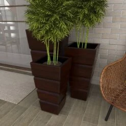 Flash Sale 😍 Olivia & May Set of 3 Contemporary Rectangular Iron Planters Brown - Olivia & May 👍 -Planters Sales Store unnamed file 2287