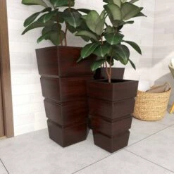 Flash Sale 😍 Olivia & May Set of 3 Contemporary Rectangular Iron Planters Brown - Olivia & May 👍 -Planters Sales Store unnamed file 2288