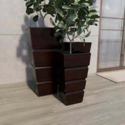 Flash Sale 😍 Olivia & May Set of 3 Contemporary Rectangular Iron Planters Brown - Olivia & May 👍 -Planters Sales Store unnamed file 2289