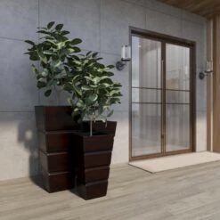 Flash Sale 😍 Olivia & May Set of 3 Contemporary Rectangular Iron Planters Brown - Olivia & May 👍 -Planters Sales Store unnamed file 2294