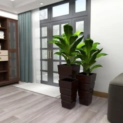 Flash Sale 😍 Olivia & May Set of 3 Contemporary Rectangular Iron Planters Brown - Olivia & May 👍 -Planters Sales Store unnamed file 2295