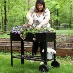 Brand new 😍 Sunnydaze Decor Sunnydaze Outdoor Galvanized Steel Raised Garden Bed Cart with Handlebar and Wheels for Patio, Deck or Yard - 41" L - Black 🤩 -Planters Sales Store unnamed file 23