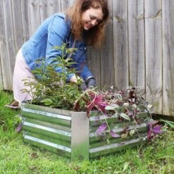 Promo ⌛ Sunnydaze Decor Sunnydaze Corrugated Galvanized Steel Raised Garden Bed for Plants, Vegetables, and Flowers - 24" Square x 12" H - Silver 💯 -Planters Sales Store unnamed file 231