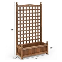 Buy ๐ Costway Solid Wood Planter Box with Trellis Weather-Resistant Outdoor 25''x11''x48'' ๐