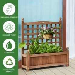 Wholesale 👏 Costway Solid Wood Planter Box with Trellis Weather-Resistant Outdoor 25''x11''x30'' 👏 -Planters Sales Store unnamed file 2353