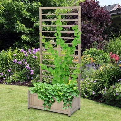 Discount 🥰 Costway 2PC 68in Wood Planter Box w/Trellis Raised Garden Bed for Climbing Plant 🤩 4 Discount 🥰 Costway 2PC 68in Wood Planter Box w/Trellis Raised Garden Bed for Climbing Plant 🤩 - Image 2