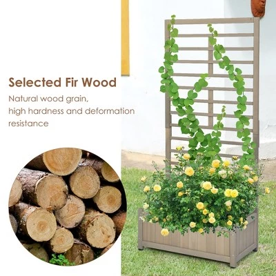 Discount 🥰 Costway 2PC 68in Wood Planter Box w/Trellis Raised Garden Bed for Climbing Plant 🤩 6 Discount 🥰 Costway 2PC 68in Wood Planter Box w/Trellis Raised Garden Bed for Climbing Plant 🤩 - Image 4