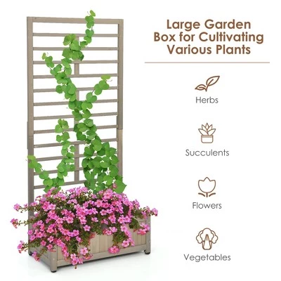 Discount 🥰 Costway 2PC 68in Wood Planter Box w/Trellis Raised Garden Bed for Climbing Plant 🤩 10 Discount 🥰 Costway 2PC 68in Wood Planter Box w/Trellis Raised Garden Bed for Climbing Plant 🤩 - Image 8