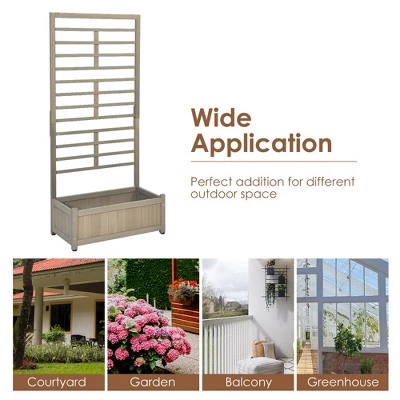 Discount 🥰 Costway 2PC 68in Wood Planter Box w/Trellis Raised Garden Bed for Climbing Plant 🤩 11 Discount 🥰 Costway 2PC 68in Wood Planter Box w/Trellis Raised Garden Bed for Climbing Plant 🤩 - Image 9