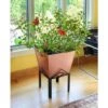 Cheap 💯 23"Hx16.25"W Indoor/Outdoor Square Copper Plated Galvanized Steel Flower Box with Black Wrought Iron Plant Stand - ACHLA Designs 👍