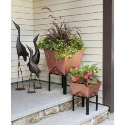 Cheap 💯 23"Hx16.25"W Indoor/Outdoor Square Copper Plated Galvanized Steel Flower Box with Black Wrought Iron Plant Stand - ACHLA Designs 👍 -Planters Sales Store unnamed file 2397