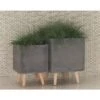 Promo 🧨 Set of 2 Contemporary Fiber Clay Planters with Wooden Stand - Olivia & May Black 🔥 -Planters Sales Store unnamed file 2409