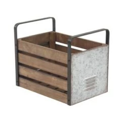 Deals 🎉 Olivia & May Set of 2 Rustic Wood and Iron Rectangular Storage Crates - Olivia & May 🌟 -Planters Sales Store unnamed file 2426