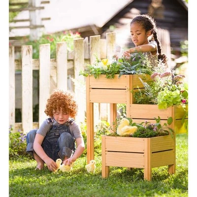 Hot Sale ๐งจ HearthSong Grow With Me Triple Garden Pine Wood Planter with Fabric Liners For Kids Gardening ๐ฏ 3 Hot Sale ๐งจ HearthSong Grow With Me Triple Garden Pine Wood Planter with Fabric Liners For Kids Gardening ๐ฏ