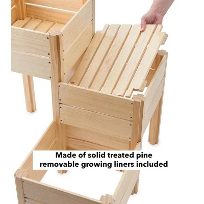 Hot Sale ๐งจ HearthSong Grow With Me Triple Garden Pine Wood Planter with Fabric Liners For Kids Gardening ๐ฏ 4 Hot Sale ๐งจ HearthSong Grow With Me Triple Garden Pine Wood Planter with Fabric Liners For Kids Gardening ๐ฏ - Image 2