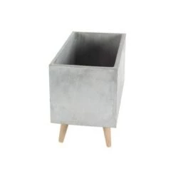 Brand new 🥰 Olivia & May Set of 2 Contemporary Fiber Clay and Beech Wood Rectangular Box Planters - Olivia & Ma Dark Gray 🎁 -Planters Sales Store unnamed file 2491