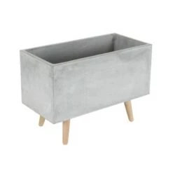 Brand new 🥰 Olivia & May Set of 2 Contemporary Fiber Clay and Beech Wood Rectangular Box Planters - Olivia & Ma Dark Gray 🎁 -Planters Sales Store unnamed file 2492