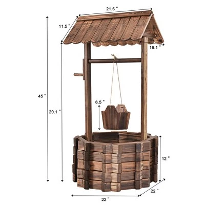 Cheapest โญ Costway Outdoor Wooden Wishing Well Bucket Flower Plants Planter Patio Garden Home Decor ๐ 3 Cheapest โญ Costway Outdoor Wooden Wishing Well Bucket Flower Plants Planter Patio Garden Home Decor ๐