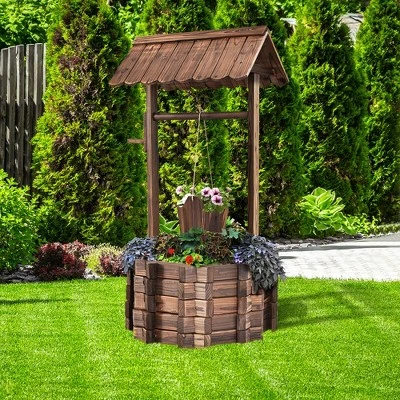 Cheapest โญ Costway Outdoor Wooden Wishing Well Bucket Flower Plants Planter Patio Garden Home Decor ๐ 4 Cheapest โญ Costway Outdoor Wooden Wishing Well Bucket Flower Plants Planter Patio Garden Home Decor ๐ - Image 2