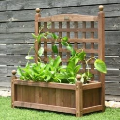 Wholesale 😉 Costway 2 PCS Solid Wood Planter Box with Trellis Weather-Resistant 25"x11"x30" 🎁 -Planters Sales Store unnamed file 2527