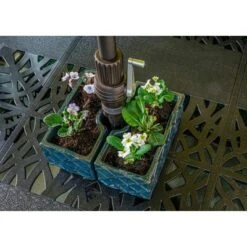 Promo 👏 Handmade Glazed Ceramic Trellis Umbrella Half Rectangular Planter Blue Alfresco Home LLC ⌛ -Planters Sales Store unnamed file 2557