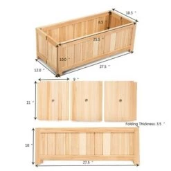 Discount 🥰 Costway Rectangle Wood Flower Planter Box Portable Raised Vegetable Patio Lawn Garden folding 🥰