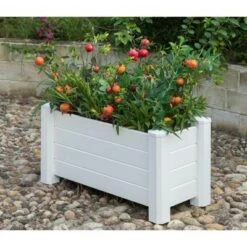 Best Sale 🤩 Gardenised White Vinyl Traditional Fence Design Garden Bed Elevated Screwless Raised Planter Box 😉