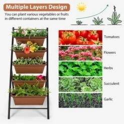 Best deal 🔥 Costway 5-tier Vertical Garden Planter Box Elevated Raised Bed w/5 Container Green 👏 -Planters Sales Store unnamed file 2583