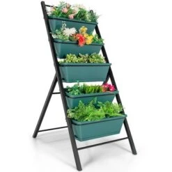 Best deal 🔥 Costway 5-tier Vertical Garden Planter Box Elevated Raised Bed w/5 Container Green 👏 -Planters Sales Store unnamed file 2587