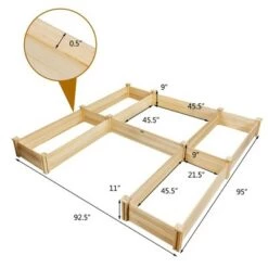 Discount ✔️ Costway Raised Garden Bed Wooden Garden Box Planter Container U-Shaped Bed 92.5x95x11in 😀