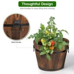Budget ❤️ Costway 3 pcs Wooden Planter Barrel Set Decorative Flower Bed Multiple Size ⭐ -Planters Sales Store unnamed file 2613