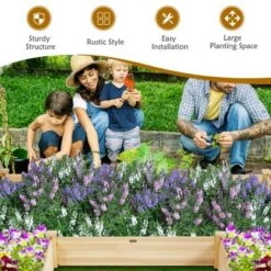 Discount ✔️ Costway Raised Garden Bed Wooden Garden Box Planter Container U-Shaped Bed 92.5x95x11in 😀 -Planters Sales Store unnamed file 262