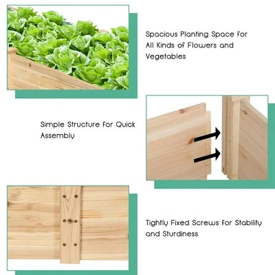 Outlet ๐งจ Costway Wooden Vegetable Raised Garden Bed Backyard Patio Grow Flowers Planter ๐ 4 Outlet ๐งจ Costway Wooden Vegetable Raised Garden Bed Backyard Patio Grow Flowers Planter ๐ - Image 2