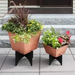 Top 10 🥰 13"Hx12.5"W Indoor/Outdoor Square Copper Plated Galvanized Steel Flower Box with Black Wrought Iron Plant Stand - ACHLA Designs ❤️ -Planters Sales Store unnamed file 2694