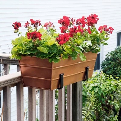 Best Pirce ๐ 24"W Rectangular Flower Box Copper Plated Galvanized Steel with Black Wrought Iron Clamp-On Brackets - ACHLA Designs ๐ 3 Best Pirce ๐ 24"W Rectangular Flower Box Copper Plated Galvanized Steel with Black Wrought Iron Clamp-On Brackets - ACHLA Designs ๐