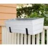 Cheapest 👏 24"W Rectangular Flower Box Whitewashed Galvanized Steel with Black Wrought Iron Clamp-On Brackets - ACHLA Designs ❤️