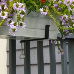 Cheapest 👏 24"W Rectangular Flower Box Whitewashed Galvanized Steel with Black Wrought Iron Clamp-On Brackets - ACHLA Designs ❤️ -Planters Sales Store unnamed file 2709