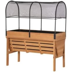 Top 10 🎉 Outsunny Wood Raised Garden Bed with Sunshade Canopy, Planting Box, Outdoor Vegetable Flower Container, Orange and Black 😍 -Planters Sales Store unnamed file 2722