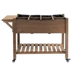 Wholesale ❤️ Outsunny 49'' x 21'' x 34'' Raised Garden Bed w/ 8 Grow Grids, Outdoor Wood Plant Box Stand w/ Folding Side Tables and Lockable Wheels for Vegetable Flower Herb 😍 -Planters Sales Store unnamed file 2727