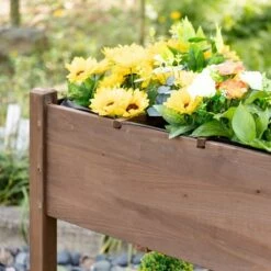 Wholesale ❤️ Outsunny 49'' x 21'' x 34'' Raised Garden Bed w/ 8 Grow Grids, Outdoor Wood Plant Box Stand w/ Folding Side Tables and Lockable Wheels for Vegetable Flower Herb 😍 -Planters Sales Store unnamed file 2729