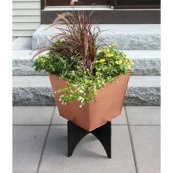 Promo ✨ 22.25"Hx16.25"W Indoor/Outdoor Square Copper Plated Galvanized Steel Flower Box with Black Wrought Iron Plant Stand - ACHLA Designs ✔️ -Planters Sales Store unnamed file 2744