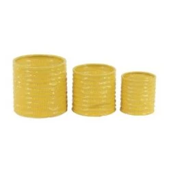 Discount 🤩 Set of 3 Contemporary Porcelain Planters - Olivia & May Lime Green ❤️ -Planters Sales Store unnamed file 2774