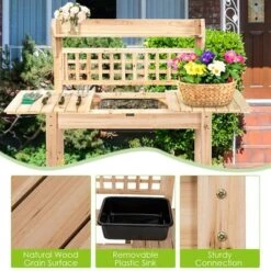 Best deal ❤️ Costway Garden Potting Bench Workstation Table w/Sliding Tabletop Sink Shelves 🌟 -Planters Sales Store unnamed file 2793